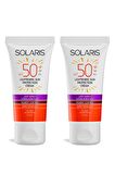Solaris Tüm Ciltler İçin SPF 50+ Güneş Kremi Seti Leke Karşıtı ve Yaşlanma Karşıtı ve Nemlendirici Etkili x2