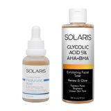 Solaris Hyaluronik Asit - B5 Nemlendirici Serum 30 ml Ve Gözenek Sıkılaştırıcı Aha Bha Glikolik Asit Tonik 200 ml