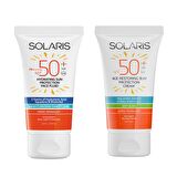 Solaris Tüm Cilt Tipleri İçin Güneş Kremi SPF 50+ (50 ml) ve Yaşlanma Karşıtı Güneş Kremi SPF 50+ (50 ml)