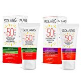 Solaris Yağlı Cilt Tipleri İçin Jel Güneş Kremi (Mat) SPF 50+ (50 ml) ve Leke Karşıtı Güneş Kremi SPF 50+