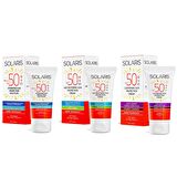 Solaris Tüm Ciltler İçin SPF 50+ Güneş Kremi Seti Leke Karşıtı ve Yaşlanma Karşıtı ve Nemlendirici Etkili