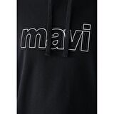 Mavi Logo Baskılı Kapüşonlu Siyah Sweatshirt 065606-900