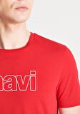 Mavi Logo Baskılı Kırmızı Tişört 065781-34535