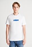 Mavi Miav Baskılı Beyaz Tişört 067153-620