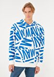 Mavi Baskılı Kapüşonlu Sweatshirt 0610121-620