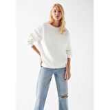 Mavi Bisiklet Yaka Beyaz Sweatshirt 1610198-70057