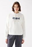 Mavi Logo Baskılı Kapüşonlu Ekru Sweatshirt 168334-81964