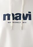 Mavi Logo Baskılı Kapüşonlu Ekru Sweatshirt 168334-81964