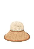 Mavi Bej Hasır Bucket Şapka 1910085-70202