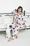 6'lı Köpek Desen Pembe Saten Pijama Takımı