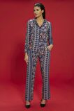 7'li Viskon Hem İçeride Hem Dışarıda Etnik Desen Siyah Pijama Takımı