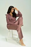 6'lı Pliseli Vizon Bustiyerli Pijama Takım