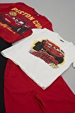 4'lü McQueen Baskılı Tshirt Şort Pantolon Kırmızı Takım