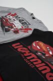 4'lü McQueen Baskılı Tshirt Şort Pantolon Siyah Takım
