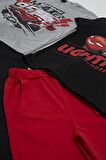 4'lü McQueen Baskılı Tshirt Şort Pantolon Siyah Takım