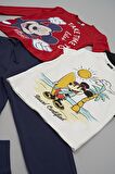 4'lü Mickey Mouse Baskılı Tshirt Şort Pantolon Takım
