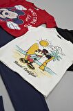 4'lü Mickey Mouse Baskılı Tshirt Şort Pantolon Takım