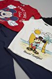 4'lü Mickey Mouse Baskılı Tshirt Şort Pantolon Takım