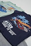 4'lü Hot Wheels Baskılı Tshirt Şort Pantolon Takım