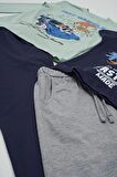 4'lü Hot Wheels Baskılı Tshirt Şort Pantolon Takım