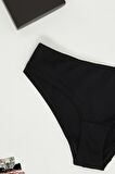 Baskılı Kutulu Siyah Slip Külot