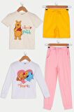 4'lü Winnie The Pooh Tshirt Şort Pantolon Takım 