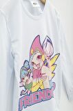4'lü Winx Baskılı Tshirt Şort Pantolon Beyaz Takım 