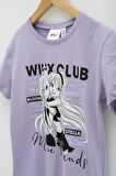 4'lü Winx Baskılı Tshirt Şort Pantolon Lila Takım 