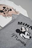 4'lü Minnie Mouse Baskılı Tshirt Şort Pantolon Takım 