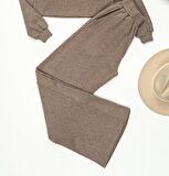 Crop Cepli Kahve Pantolon Takım 