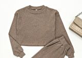 Crop Cepli Kahve Pantolon Takım 