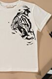 Kaplan Baskılı Siyah Tshirt Şort Takım