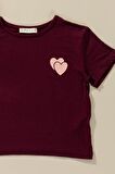 3'lü Love Baskılı Tshirt Atlet Tayt Bordo Takım