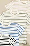 4'lü Erkek Çocuk Yeşil Saks Siyah Taş Çizgili Tshirt