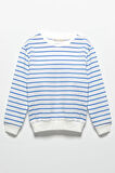 Çizgili Sweatshirt Jogger Saks Alt Üst Takım