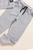 2'li Pamuk Waffle Sweat Jogger Koyu Gri Alt Üst Takım 