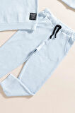 2'li Pamuk Waffle Sweat Jogger Mavi Alt Üst Takım
