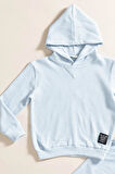 2'li Kapişonlu Mavi Waffle Sweat Jogger Alt Üst Takım