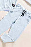 2'li Kapişonlu Mavi Waffle Sweat Jogger Alt Üst Takım