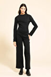 Önü Çıma Detaylı Siyah Alt Üst Takım