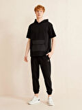 Siyah Oversize Pamuklu Sweatshirt