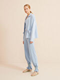 Mavi Oversize Pamuklu Ceket