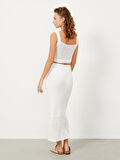 Ekru Regular Fit Pamuklu Etek
