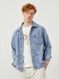 Mavi Oversize Pamuklu Denim Ceket