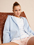 Mavi Oversize Pamuklu Sweatshirt