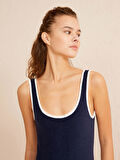female Lacivert Slim Fit Pamuklu Body Tişört