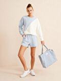 Mavi Oversize Pamuklu Sweatshirt