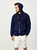 Lacivert Oversize Pamuklu Sweatmont
