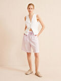 Lila Regular Fit Keten Şort