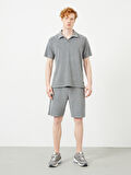Gri Regular Fit Pamuklu Sweat Şort